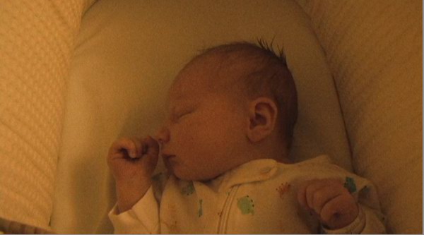 Owen's First night home - sleeping in his Moses Basket